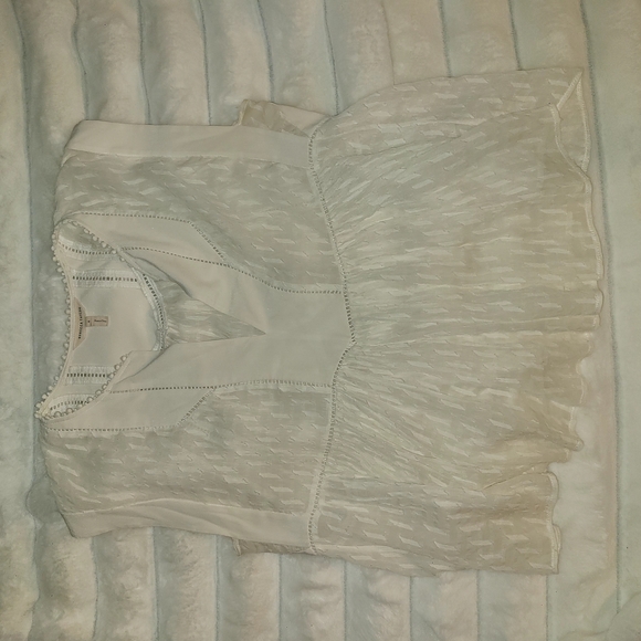 Rebecca Taylor Cream Pleated Ruffled Blouse - Picture 4 of 9